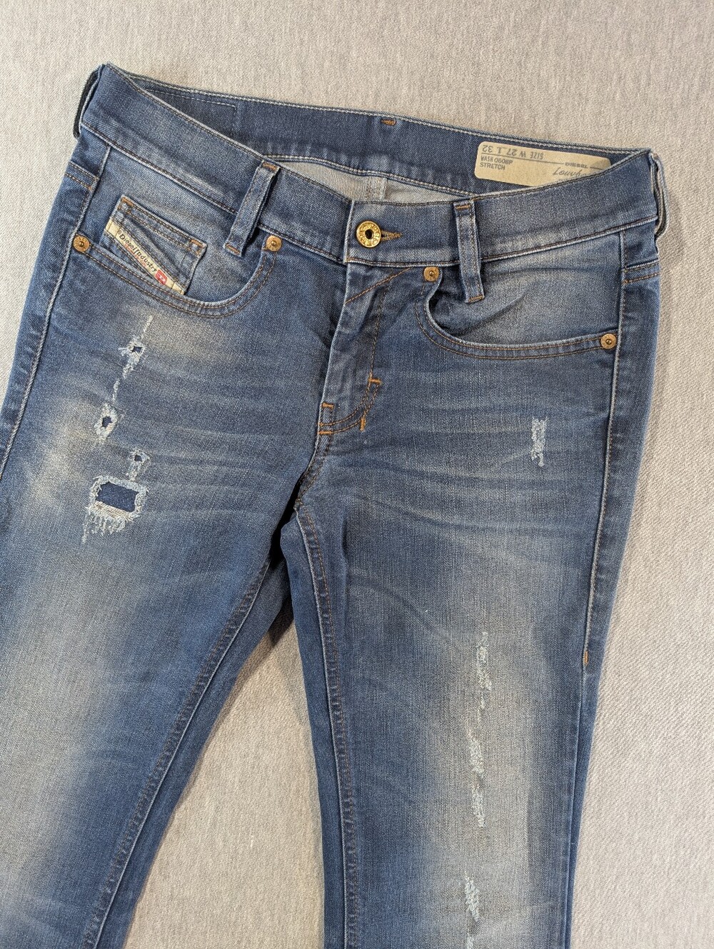Diesel Lowboot Slim Low Waist Jeans Women's 27 X 32 Blue Faded Distressed